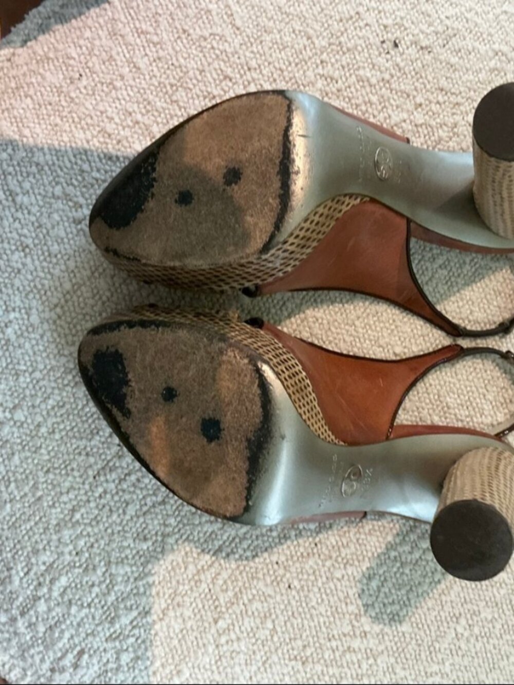 Dolce & Gabbana Brown Leather Peep Toe Slingback Sandals Size 38.5